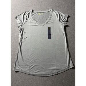 Xersion Womens Pullover T-Shirt V-Neck Gray Slim Fit Size Large Workout, Fitness